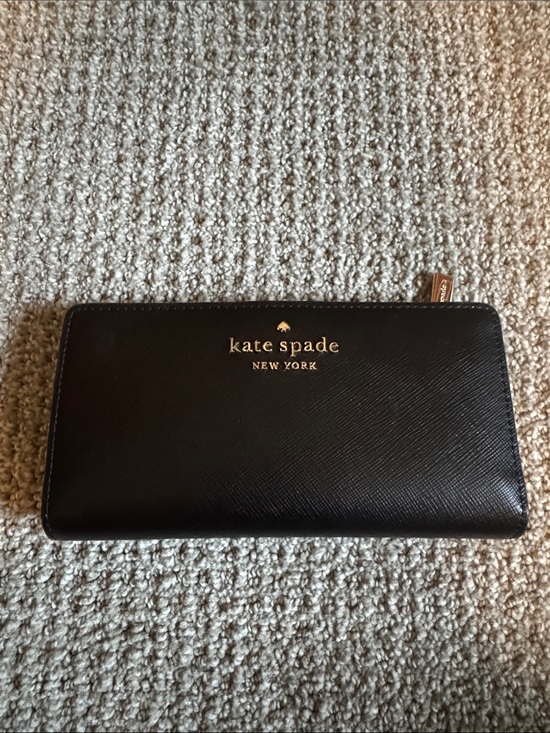 kate spade Handbags - kate spade Black Saffiano Zip Wallet with Gold Logo